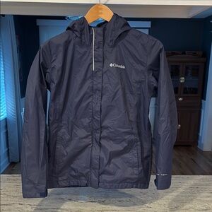 Columbia Dark Blue Hooded Rain Jacket, Kids Size Large